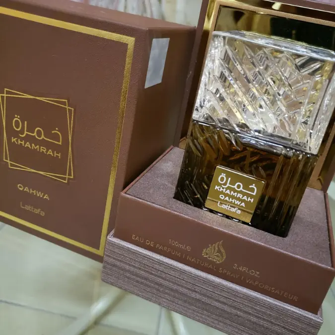 Lattafa Khamrah Qahwa Bottle and Box